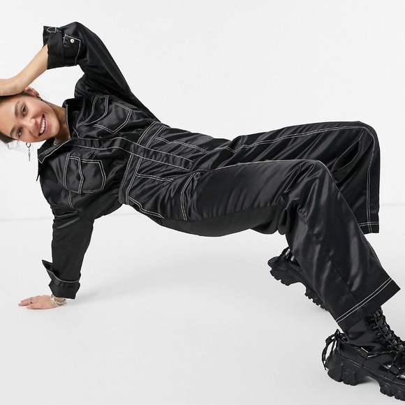 ASOS Pants - ASOS purchased / Collusion / NWT / satin jumpsuit with contrast stitch / black